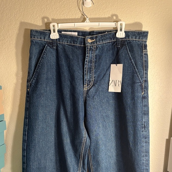 Zara Woman’s Mid Rise Relaxed Wide Leg Denim Jeans - Picture 9 of 11
